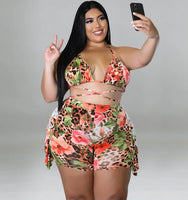 Plus Size Swim Wear Bikini 2 Piece Skirt Set