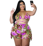 Plus Size Swim Wear Bikini 2 Piece Skirt Set