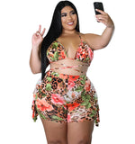 Plus Size Swim Wear Bikini 2 Piece Skirt Set